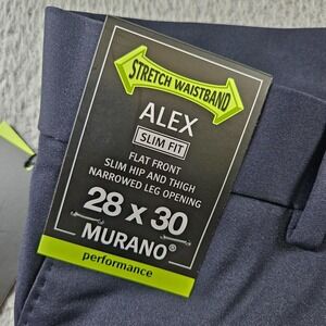 $69 NWT Murano ALEX Dress Pants Men 28x30 - Slim Fit Performance Flat Front Navy